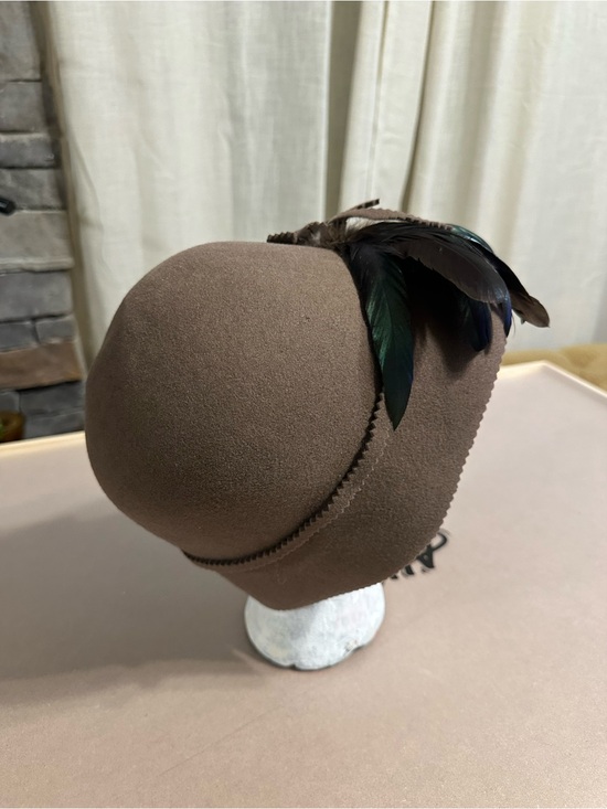 Vintage Lancaster 100% Wool Classic Brown Feather Cloche Hat - Women Accessories main image 8